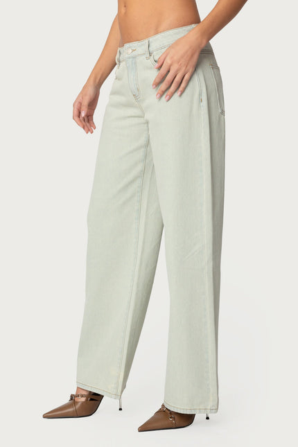 Raelynn Washed Low Rise Baggy Jeans - Blue Vintage Washed