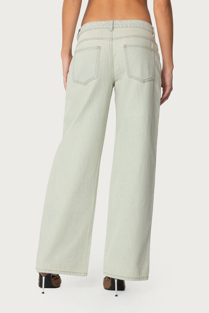 Raelynn Washed Low Rise Baggy Jeans - Blue Vintage Washed