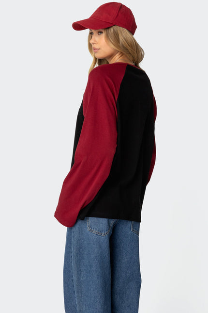 Oversized Raglan Long Sleeve T Shirt - Black