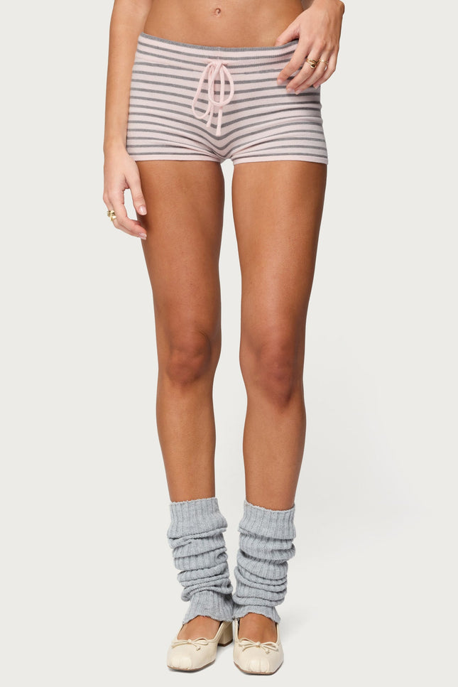 Lillian Striped Knit Shorts - Light Pink