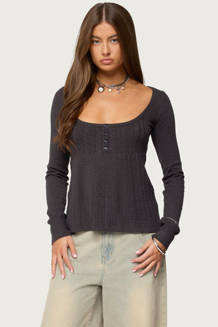 Jaylah Cable Knit Babydoll Top