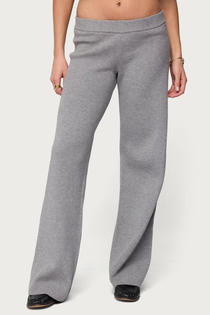 Lorie Wide Leg Knit Pants - Gray Melange