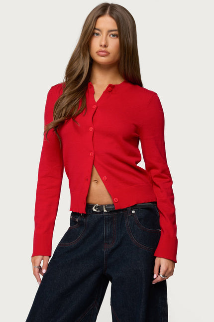 Hollie Button Up Cardigan - Red