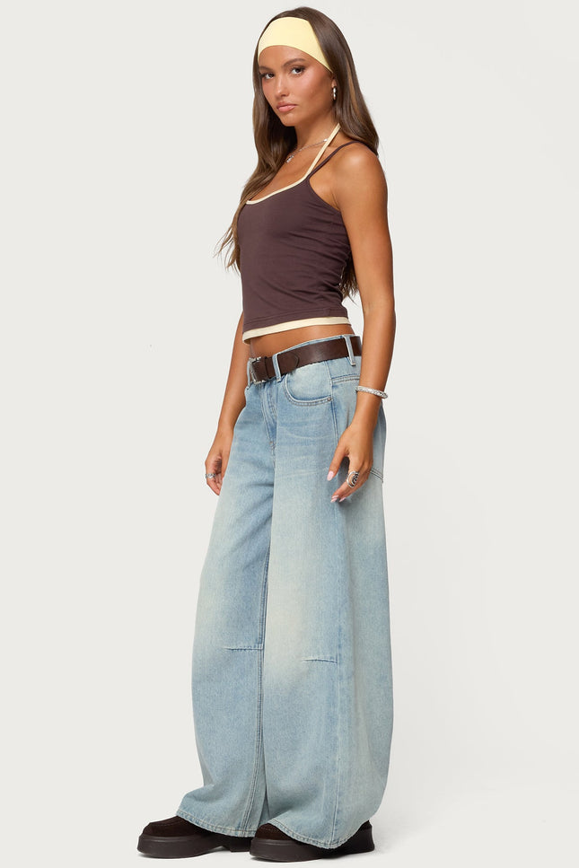 Roya Layered Halter Tank Top - Brown