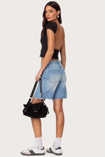 Bambi Open-Back T-Shirt - Black