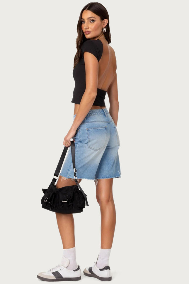 Bambi Open-Back T-Shirt - Black