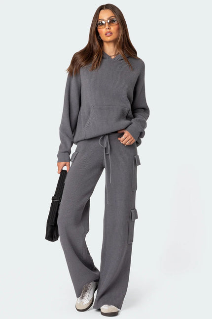 Wynter Oversized Knit Hoodie - Gray