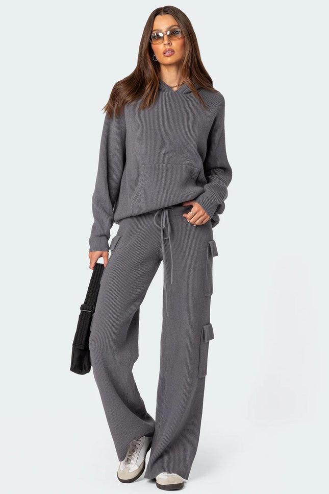 Wynter Oversized Knit Hoodie - Gray