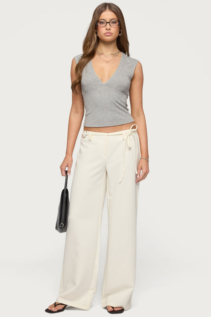 Raphael Tie Belt Pants - White