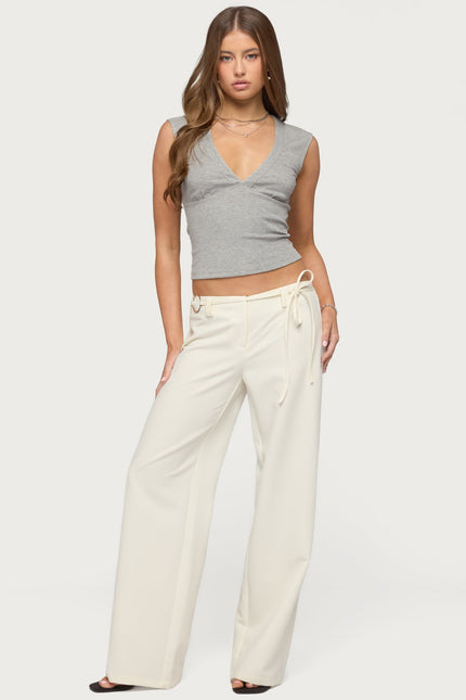 Raphael Tie Belt Pants - White