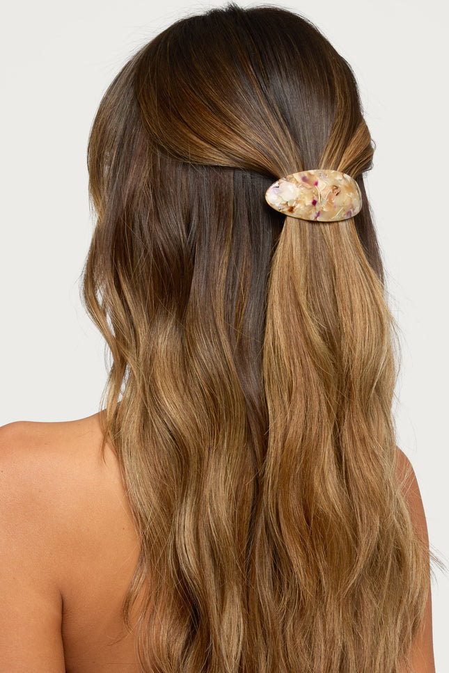 Curved Barrette Hair Clip - Tan