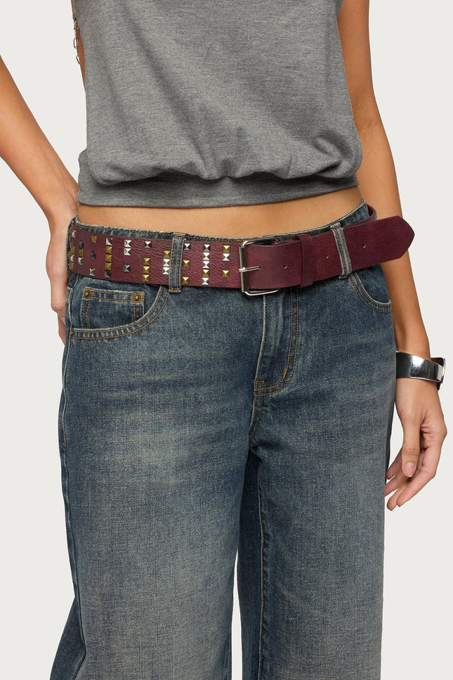 Get Studded Belt - Burgundy