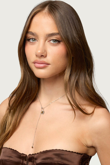 Sun Gemstone Cascading Chain Necklace - Silver