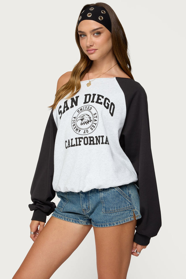 San Diego Off Shoulder Raglan Sweatshirt