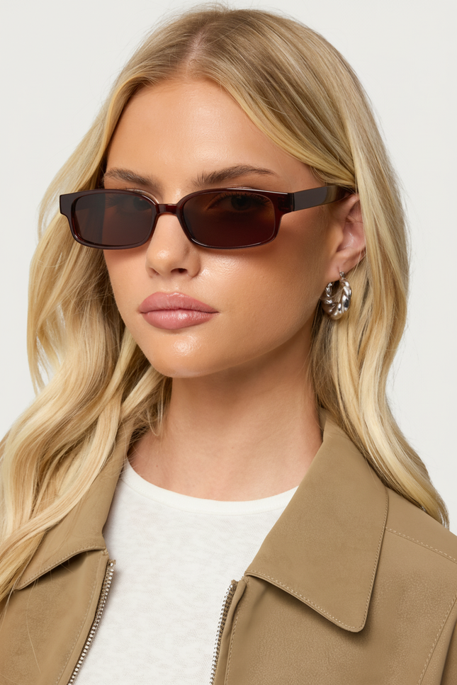 Keeley Rectangle Sunglasses - Brown