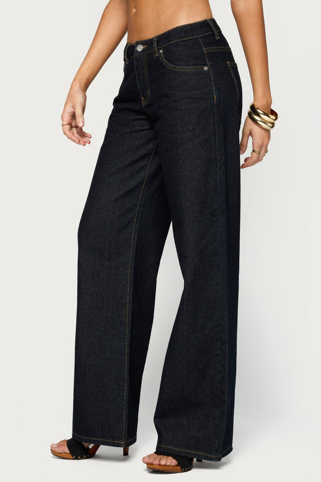 Tall Raelynn Washed Low Rise Baggy Jeans - Indigo Blue Raw Washed
