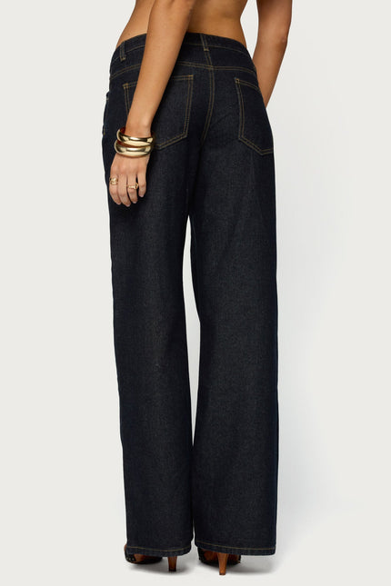 Tall Raelynn Washed Low Rise Baggy Jeans - Indigo Blue Raw Washed