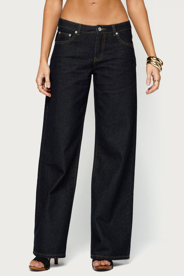 Tall Raelynn Washed Low Rise Baggy Jeans - Indigo Blue Raw Washed