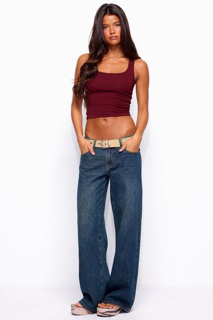 Raelynn Washed Low Rise Baggy Jeans - Twilight Blue