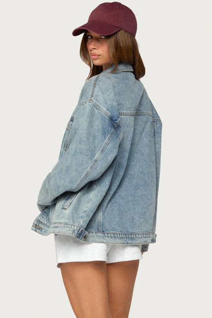 Dalia Oversized Denim Jacket - Light Blue Washed