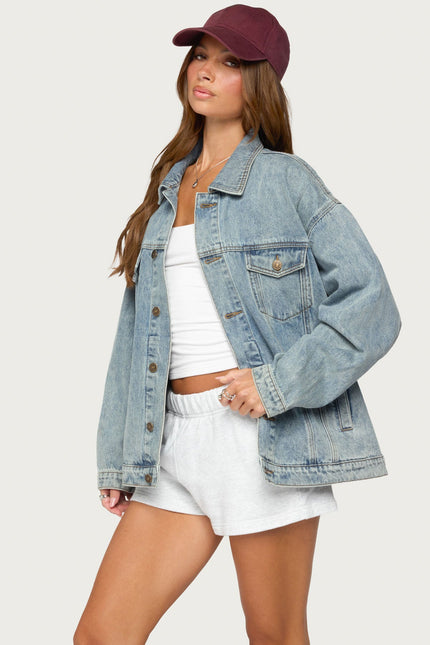 Dalia Oversized Denim Jacket - Light Blue Washed