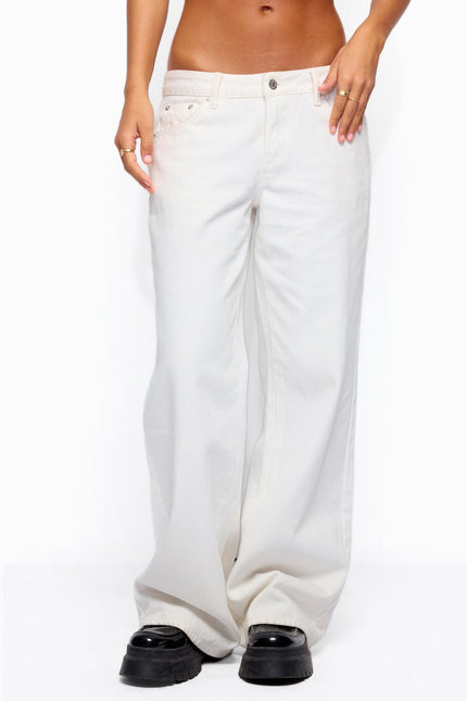 Roman Low Rise Baggy Jeans - White