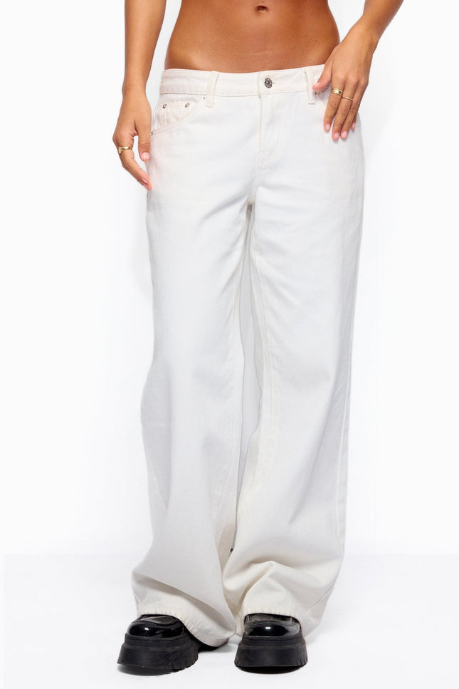 Roman Low Rise Baggy Jeans - White