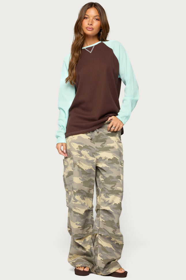 Me Time Oversized Waffle Top - Brown