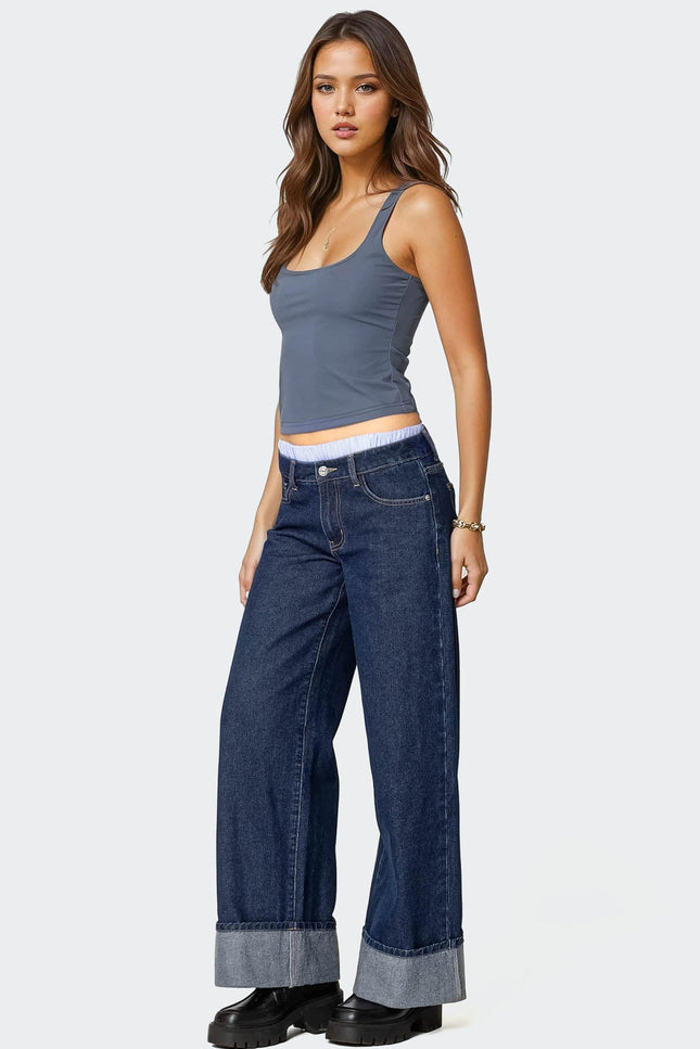 Essy Square Neck Top - Navy