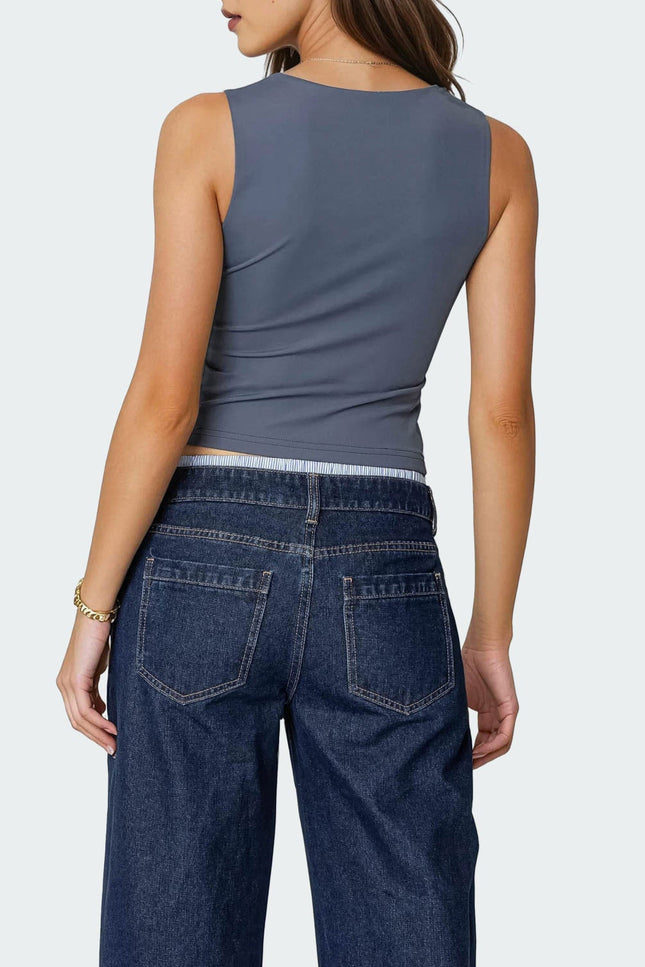 Essy Square Neck Top - Navy