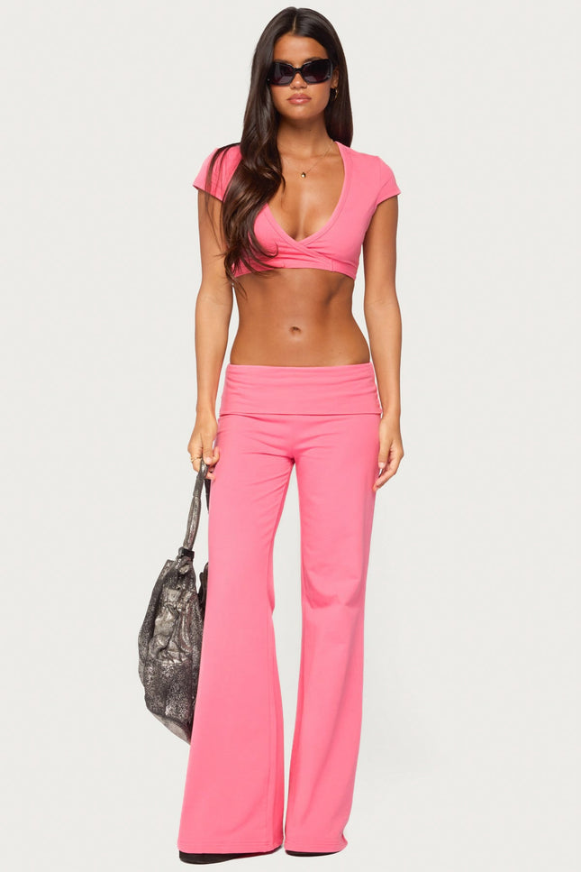 Laverne Wrap Crop Top - Pink