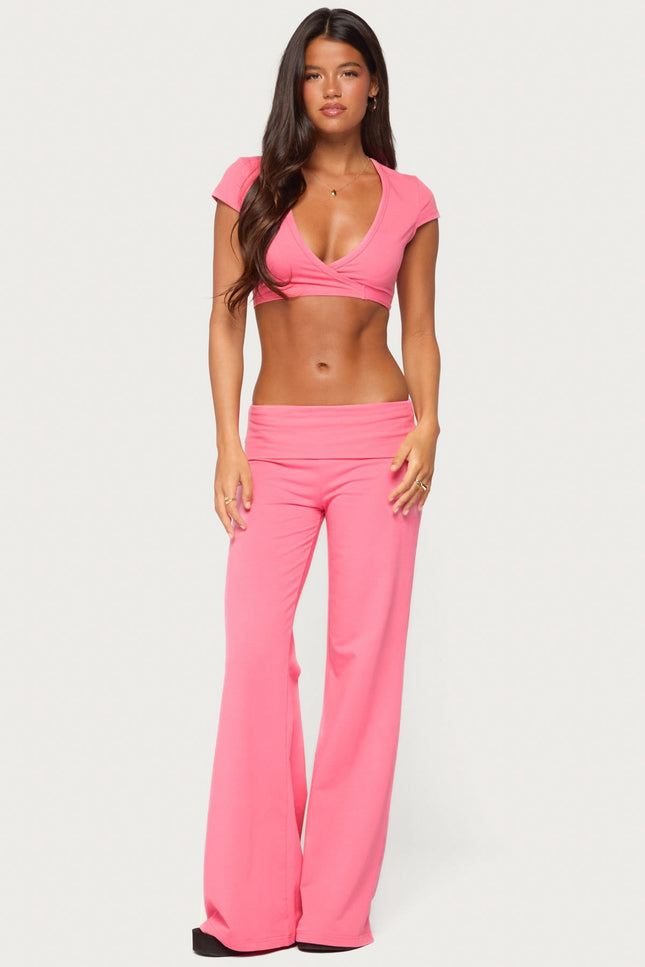 Laverne Wrap Crop Top - Pink