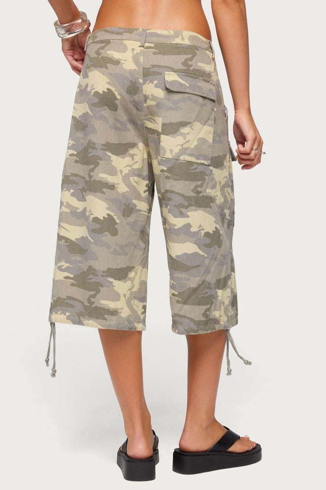 Camo Cargo Bermuda Shorts - Gray