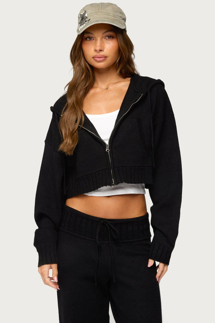 Russell Knit Hooded Cardigan - Black