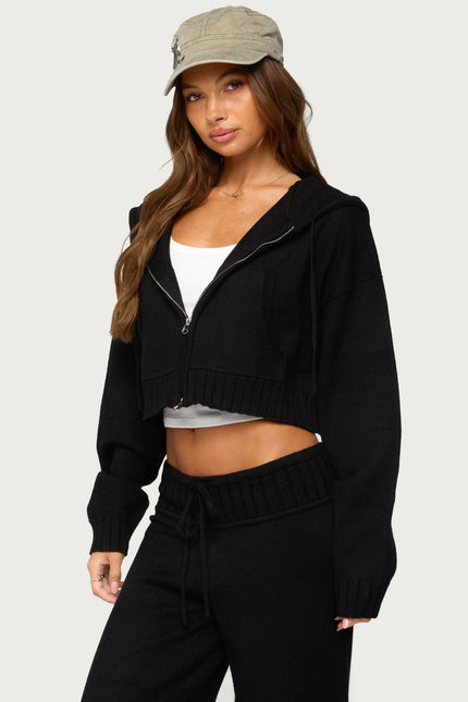 Russell Knit Hooded Cardigan - Black