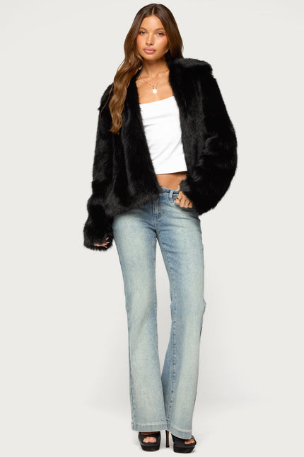 Mob Wife Faux Fur Jacket - Black