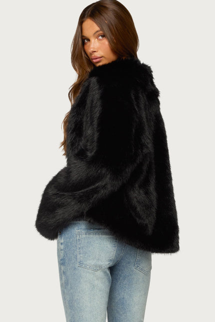 Mob Wife Faux Fur Jacket - Black