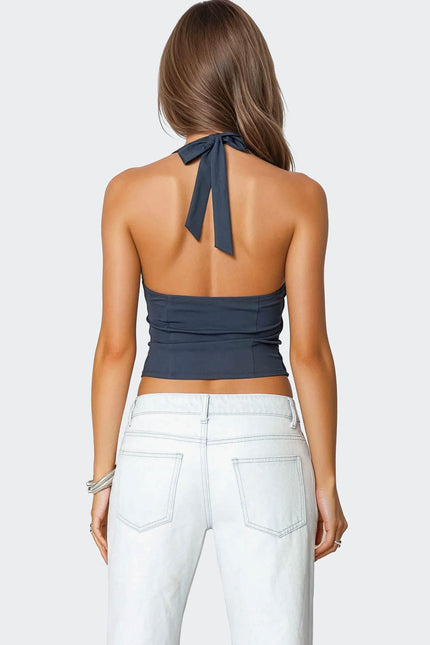 Peekaboo Lace Halter Bustier Top