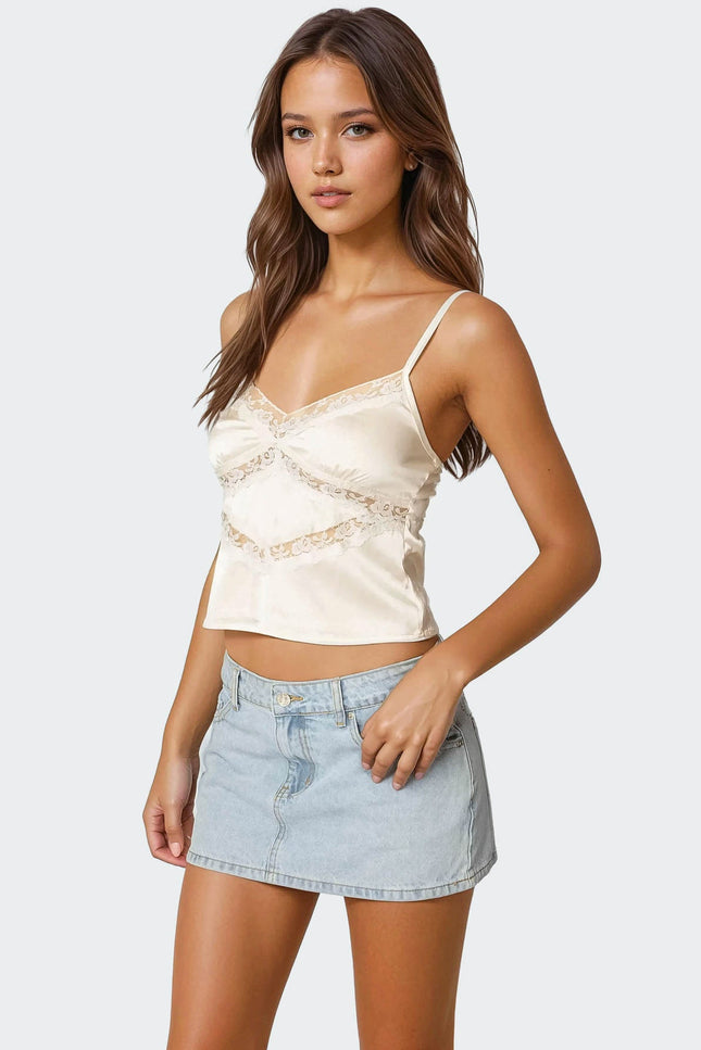 Tamar Satin Effect Tank Top - Cream