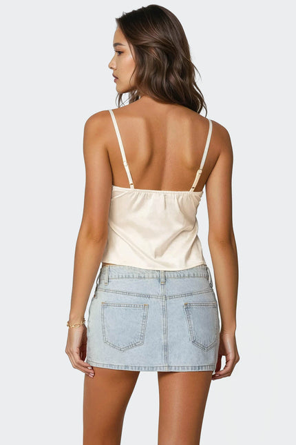 Tamar Satin Effect Tank Top - Cream
