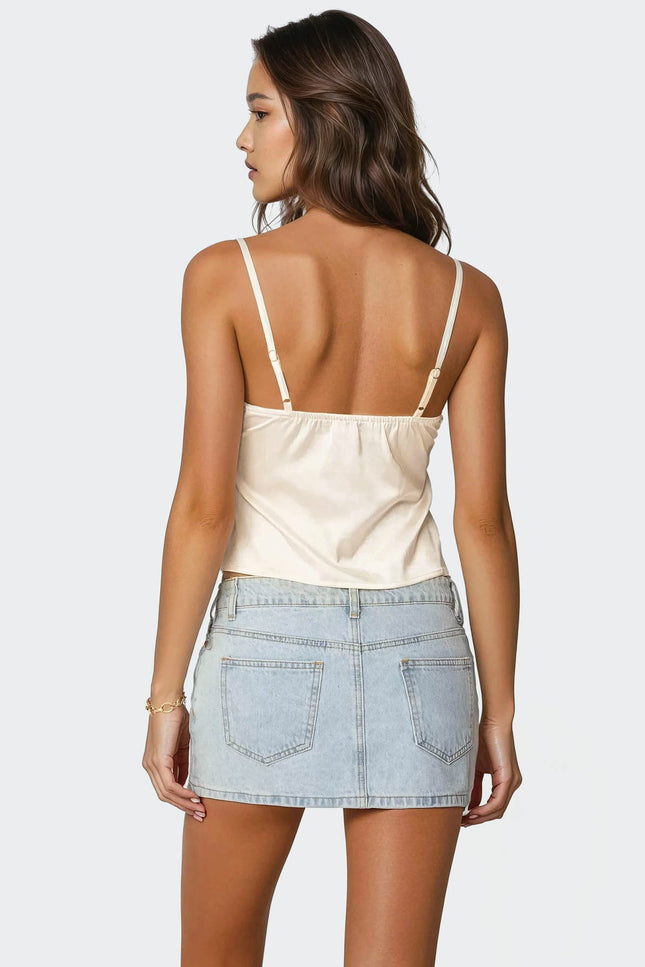 Tamar Satin Effect Tank Top - Cream