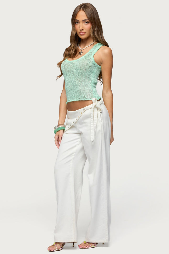 Eleora Sequin Knit Tank Top - Mint