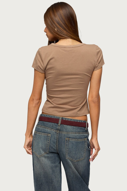 Merinda V Neck Top - Brown