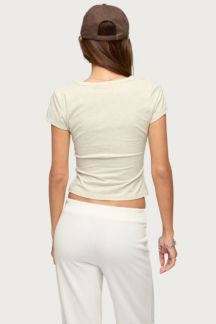 Merinda V Neck Top - Gray Melange