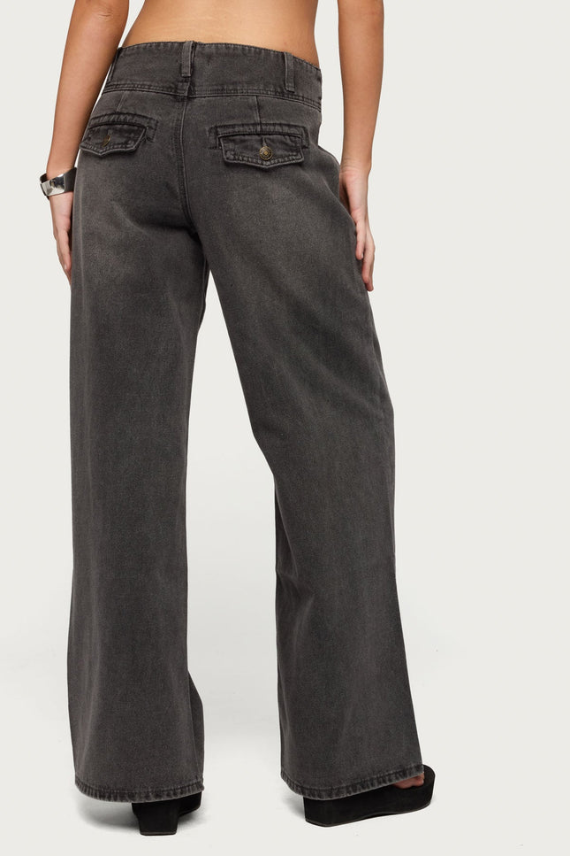 Meredith Low Rise Wide Leg Jeans - Black
