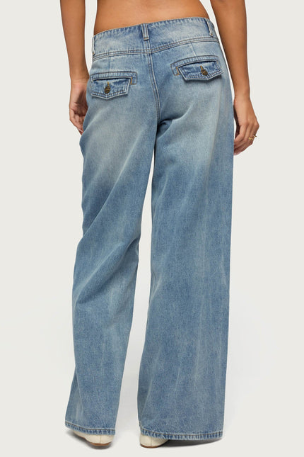 Meredith Low Rise Wide Leg Jeans - Light Blue