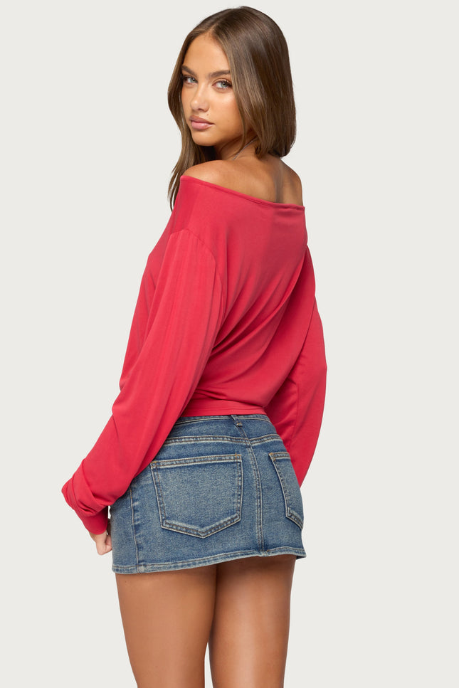 Nannie Off Shoulder Oversized Top - Red