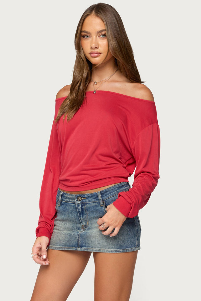 Nannie Off Shoulder Oversized Top - Red