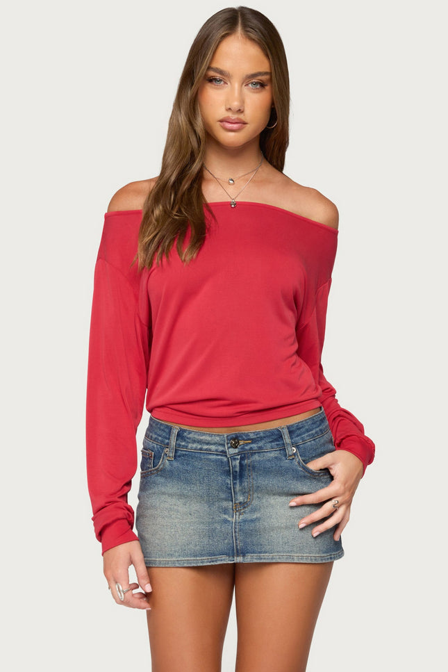 Nannie Off Shoulder Oversized Top - Red