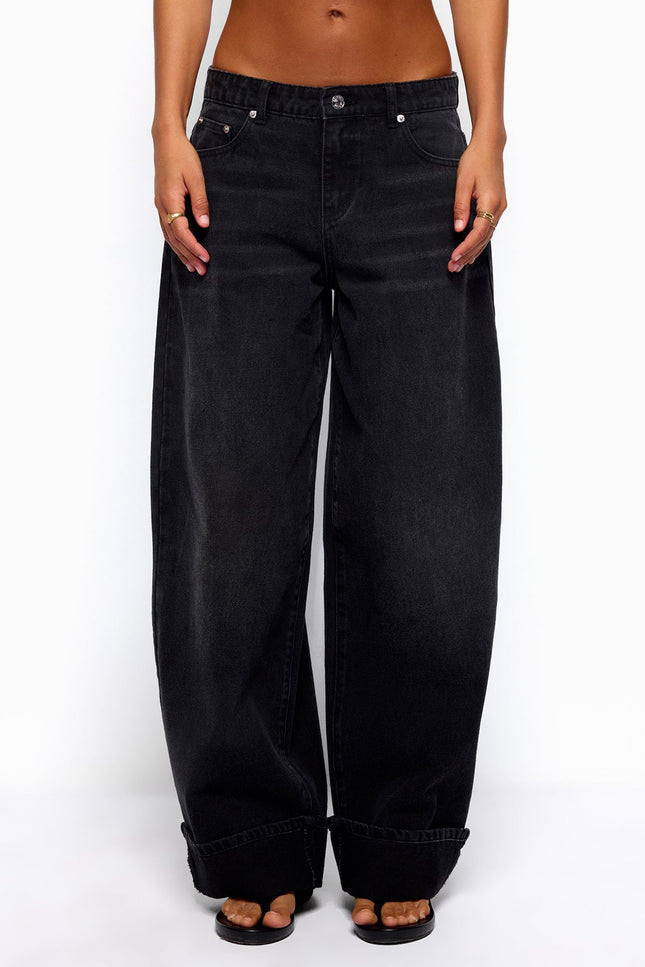 Kella Low Rise Baggy Jeans - Denim Black
